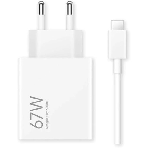 67W USB-A Charger (EU) + USB-A to Type-C Cable — White