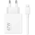 67W USB-A Charger (EU) + USB-A to Type-C Cable — White