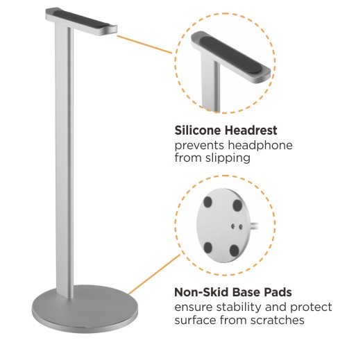 Slim aluminum desktop headphone stand