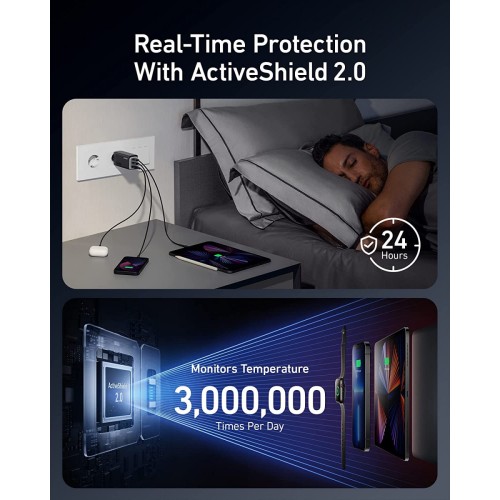 Anker 737 GaNPrime 120W Wall Charger (2×USB-C + USB-A) — Black