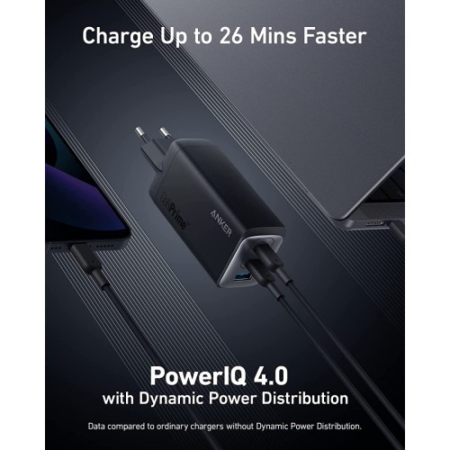 Anker 737 GaNPrime 120W Wall Charger (2×USB-C + USB-A) — Black