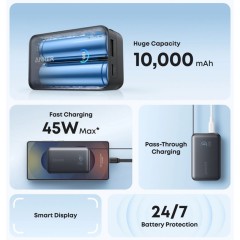 סוללת גיבוי Anker Nano Power Bank 10000mAh 45W עם כבל USB-C מובנה