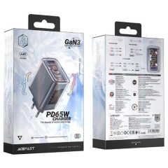 Сетевое зарядное устройство A45 (2xUSB-C, 1xUSB-A) 65W PD Чёрный