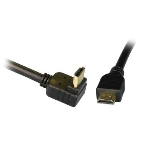 Кабель HDMI 2.0 золотистый, один конец под углом 90 градусов, 1.5м