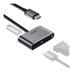 מתאם Ugreen USB-C 4 ב-1 (אפור)