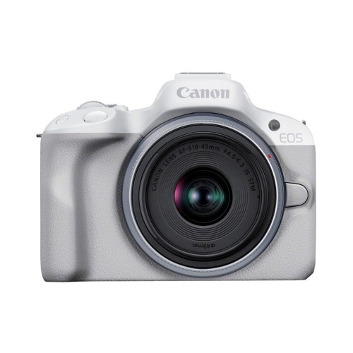 מצלמה דיגיטלית ללא מראה Canon EOS R50 + עדשת RF-S 18-45mm F4.5-6.3 IS STM — לבן