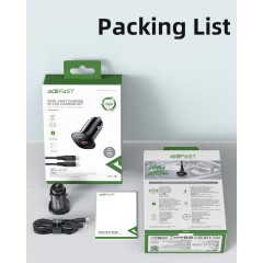 Быстрое автомобильное зарядное устройство B1 мини 38W (USB-C + USB-A) с кабелем Type C на Lightning C3-01 для iPhone