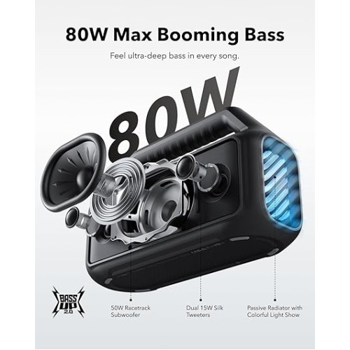 Портативная Bluetooth-колонка Anker Soundcore Boom 2 с технологией BassUp 2.0 и с RGB-подсветкой — черный