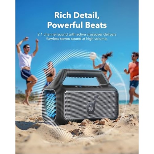 Портативная Bluetooth-колонка Anker Soundcore Boom 2 с технологией BassUp 2.0 и с RGB-подсветкой — черный