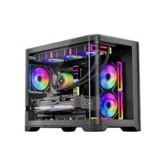 Корпус 1STPLAYER UV6 с 3 вентиляторами AR RGB, с хабом + пультом, чёрный