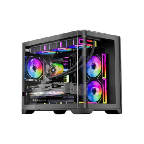 1STPLAYER UV6 with 3x AR RGB Fans, Hub + Remote, Black Case