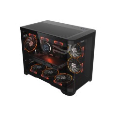 Корпус 1STPLAYER UV6 с 3 вентиляторами AR RGB, с хабом + пультом, чёрный