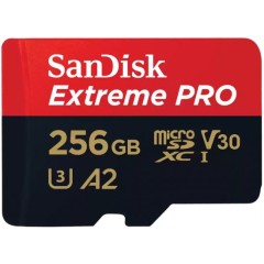 כרטיס זיכרון SanDisk Extreme Pro A2 MicroSDXC בנפח 256GB עם מתאם