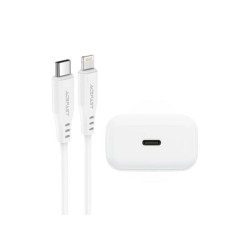 ACEFAST A130 PD20W USB-C Wall Charger with EU Plug and Lightning Cable — White