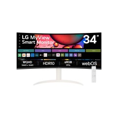 מסך מחשב קעור LG MyView 34" WQHD VA — לבן