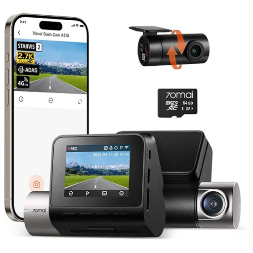 Умная двусторонняя автомобильная камера 70mai Dash Cam A510-1 —  2.7K