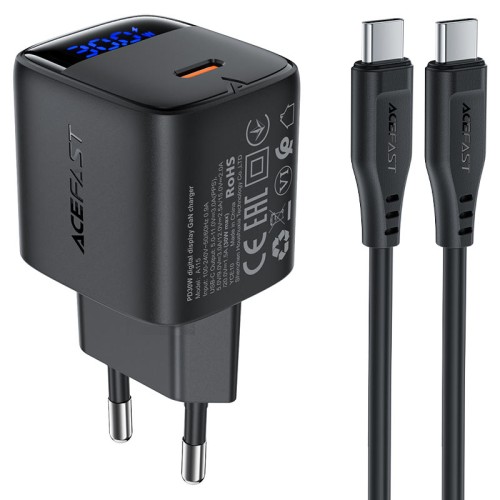 Зарядное устройство A115 30W + кабель USB-A на USB-C 1.2m — черный