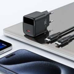 מטען A115 30W + כבל USB-A ל-USB-C באורך 1.2 מ׳ — שחור