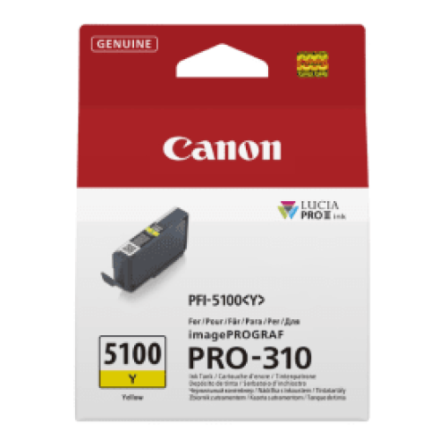 מחסנית דיו צהובה מקורית Canon PFI-5100Y למדפסת Canon imagePROGRAF PRO-310