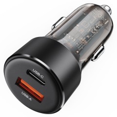 Быстрое автомобильное зарядное устройство B12 60W (1xUSB-C + 1xUSB-A)