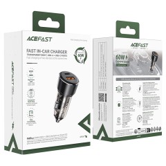 Быстрое автомобильное зарядное устройство B12 60W (1xUSB-C + 1xUSB-A)