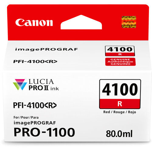 מחסנית דיו אדומה מקורית Canon PFI-4100R למדפסת Canon imagePROGRAF PRO-1100