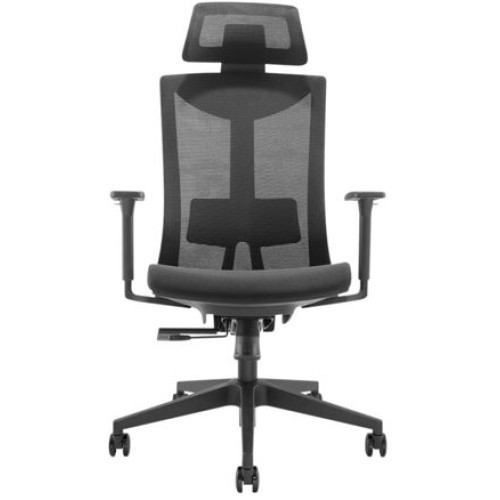 כיסא משרדי פרימיום עם גב רשת גבוה – שחור
