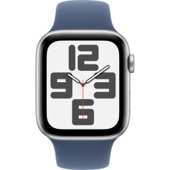 Apple Watch SE GPS 44 мм в цвете Silver Aluminium с ремешком Denim Sport Band S/M (2024)