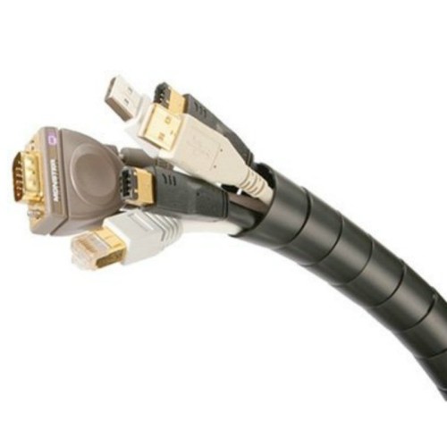 Cable bundle with a diameter of 25mm and a length of 20 meters in black.