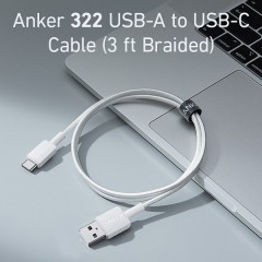 Anker 322 USB-A to USB-C Charging & Data Cable 0.9m — White