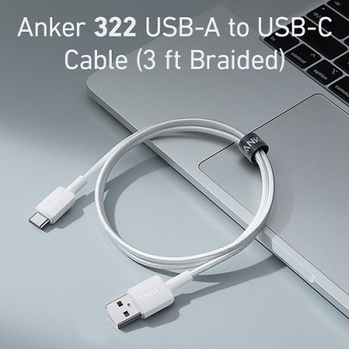 Anker 322 USB-A to USB-C Charging & Data Cable 0.9m — White