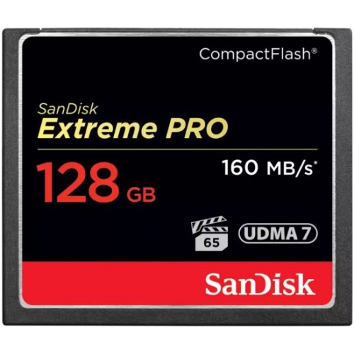 SanDisk 1067x Extreme Pro Compact-Flash memory card with a capacity of 128GB