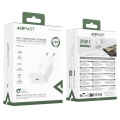 ACEFAST A130 PD20W USB-C Wall Charger with EU Plug — White