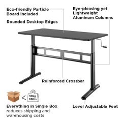 Desk model N04-22D-B adjustable in white color LUMI.