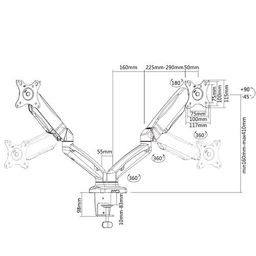 Dual Arm for Two Computer Monitors VM-132