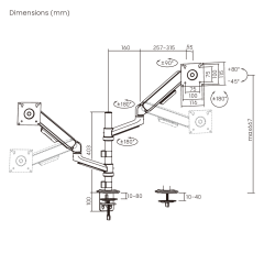 זרוע לשני מסכים עם בולם גז 17"-32"