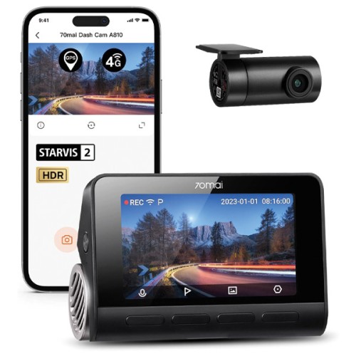 70mai Dash Cam A810-2 – Smart Dual-Channel Car Camera with 4K HDR