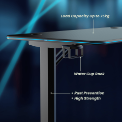 שולחן מחשב גיימינג עם תאורת RGB (1130×600×750 מ״מ) — שחור