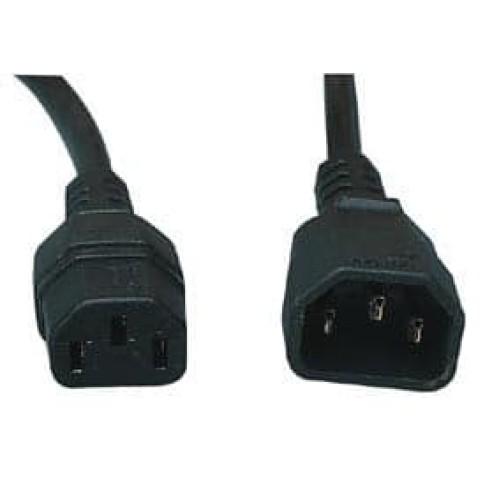 Extension cable C13-C14 straight-angled, standard, 3×0.75, 1.5 meters long.