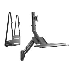 מתקן קיר פרימיום למחשב עם מנגנון קפיץ גז ותושבת למארז מחשב