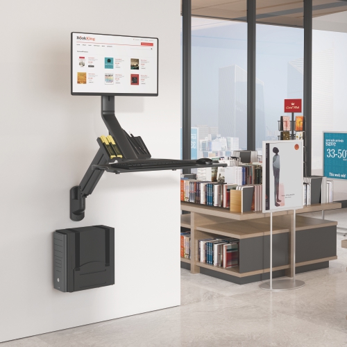 מתקן קיר פרימיום למחשב עם מנגנון קפיץ גז ותושבת למארז מחשב