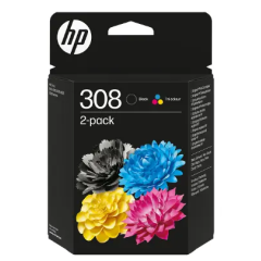 Original HP 308 Black + Tri-Color Ink Cartridge Combo Pack for HP DeskJet and Envy Printers