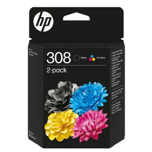 Original HP 308 Black + Tri-Color Ink Cartridge Combo Pack for HP DeskJet and Envy Printers
