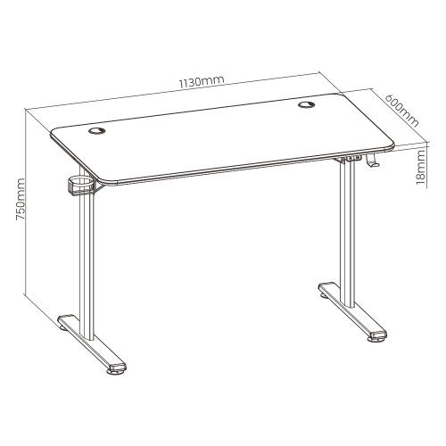 שולחן מחשב גיימינג עם תאורת RGB (1130×600×750 מ״מ) — שחור