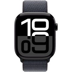 שעון Apple Watch Series 10 GPS + Cellular בגודל 46 מ"מ בצבע Jet Black Aluminium עם רצועת Ink Sport Loop — מידה אחת (2024)