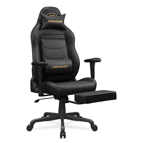 Эргономичное игровое кресло COUGAR Explore Neo Gold Black с выдвижной подставкой для ног — черное