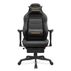 Эргономичное игровое кресло COUGAR Explore Neo Gold Black с выдвижной подставкой для ног — черное