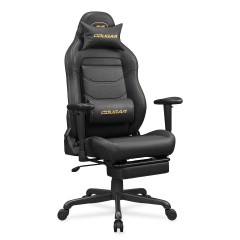 Эргономичное игровое кресло COUGAR Explore Neo Gold Black с выдвижной подставкой для ног — черное