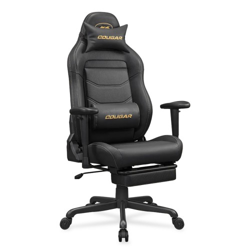 Эргономичное игровое кресло COUGAR Explore Neo Gold Black с выдвижной подставкой для ног — черное