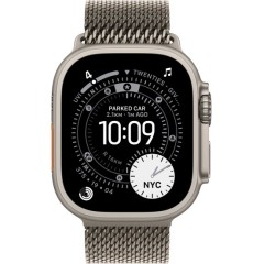 שעון Apple Watch Ultra 3 בגודל 49 מ"מ עם GPS + Cellular בצבע Natural Titanium עם רצועת Natural Titanium Milanese Loop — מידה Large (2025)